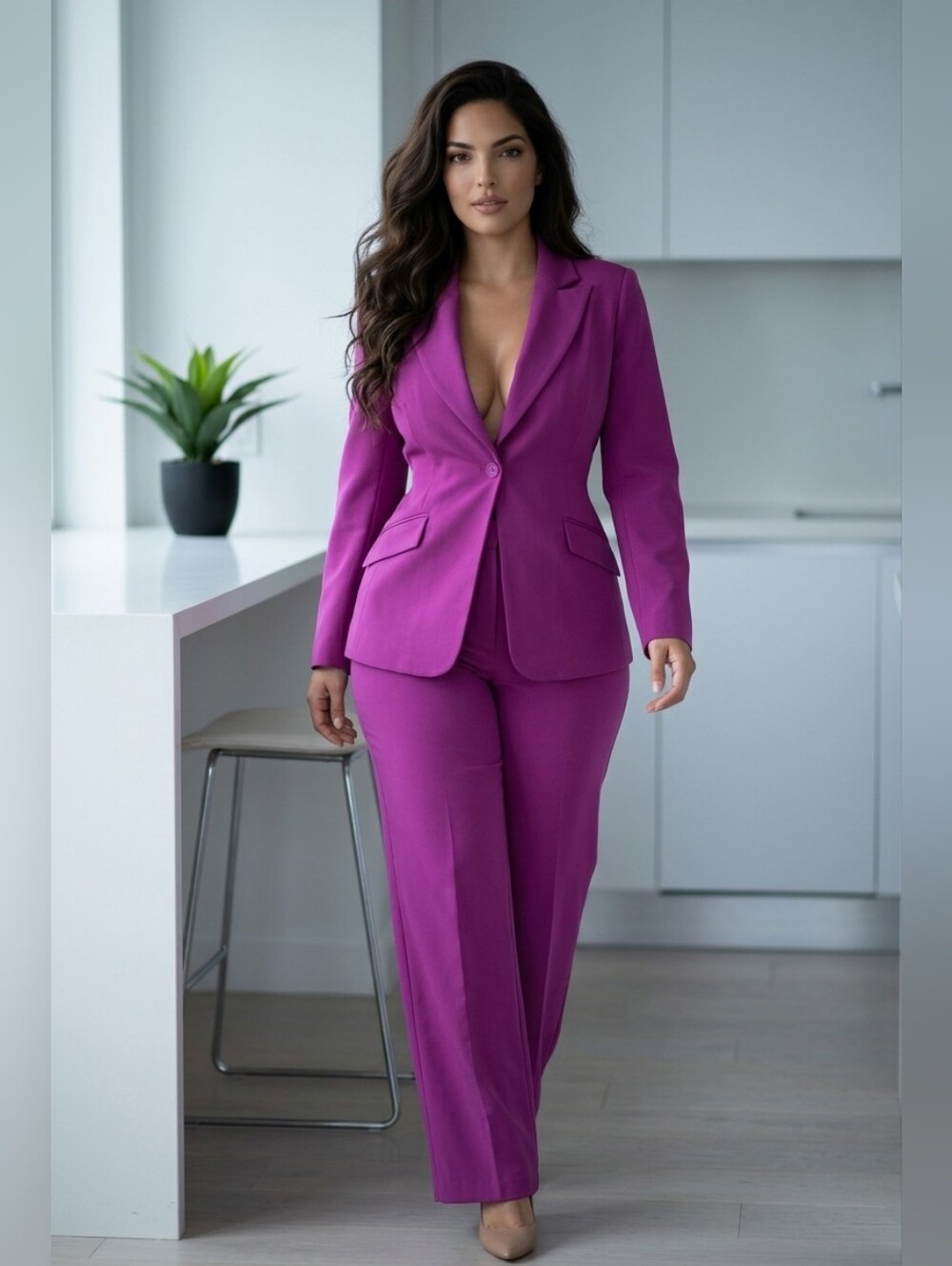 New York & Company Vibrant Magenta Women's Suit Set